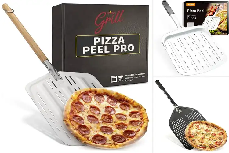 Detailed view of Best Large Pizza Paddle With Perforated Design