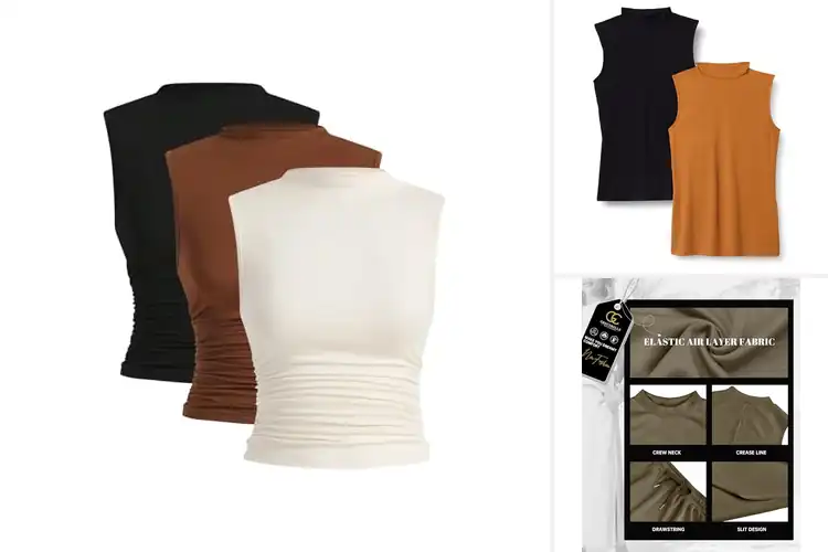 Detailed view of Best Mock Neck Sleeveless Sets