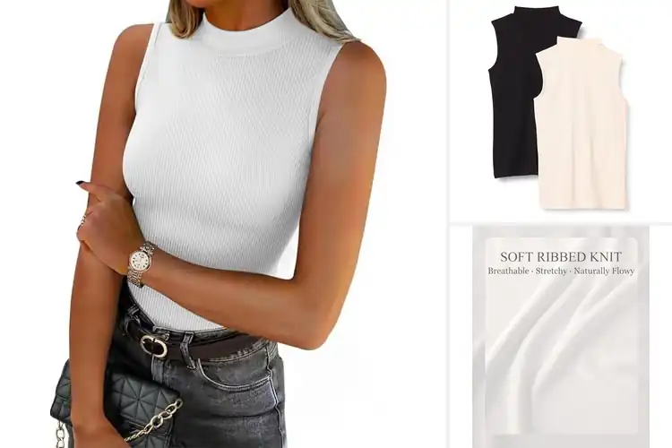 Detailed view of Best Mock Neck Sleeveless Tops